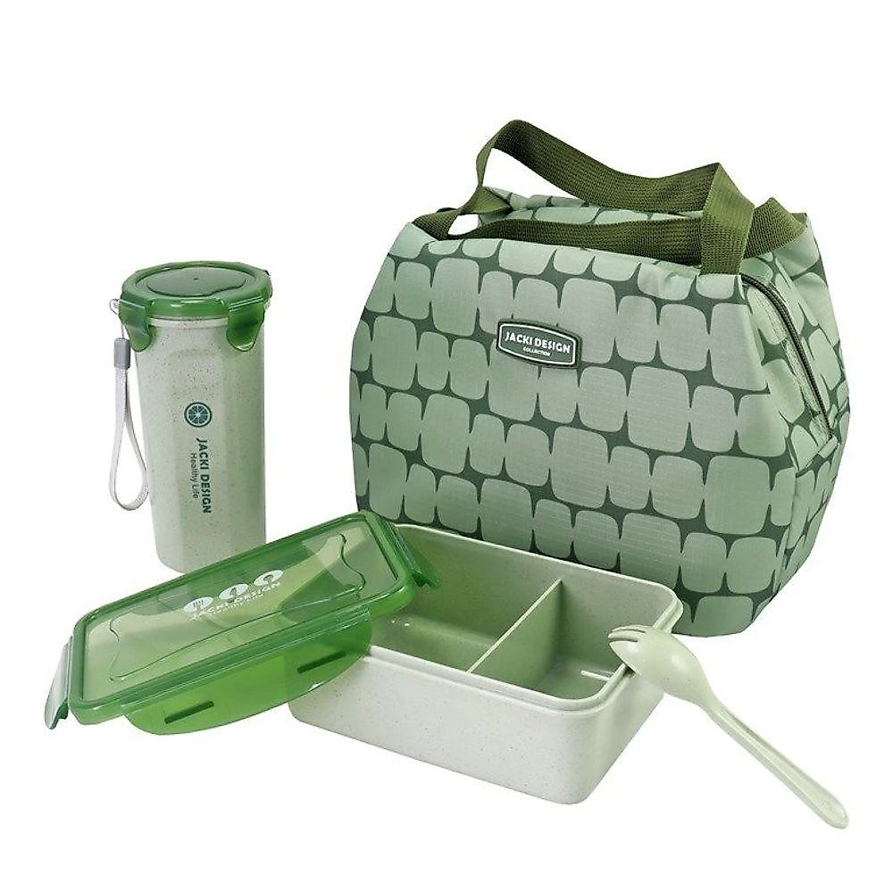 Conjunto Kit Fitness De 3 Peças E Porta Talheres Portátil Cor Verde