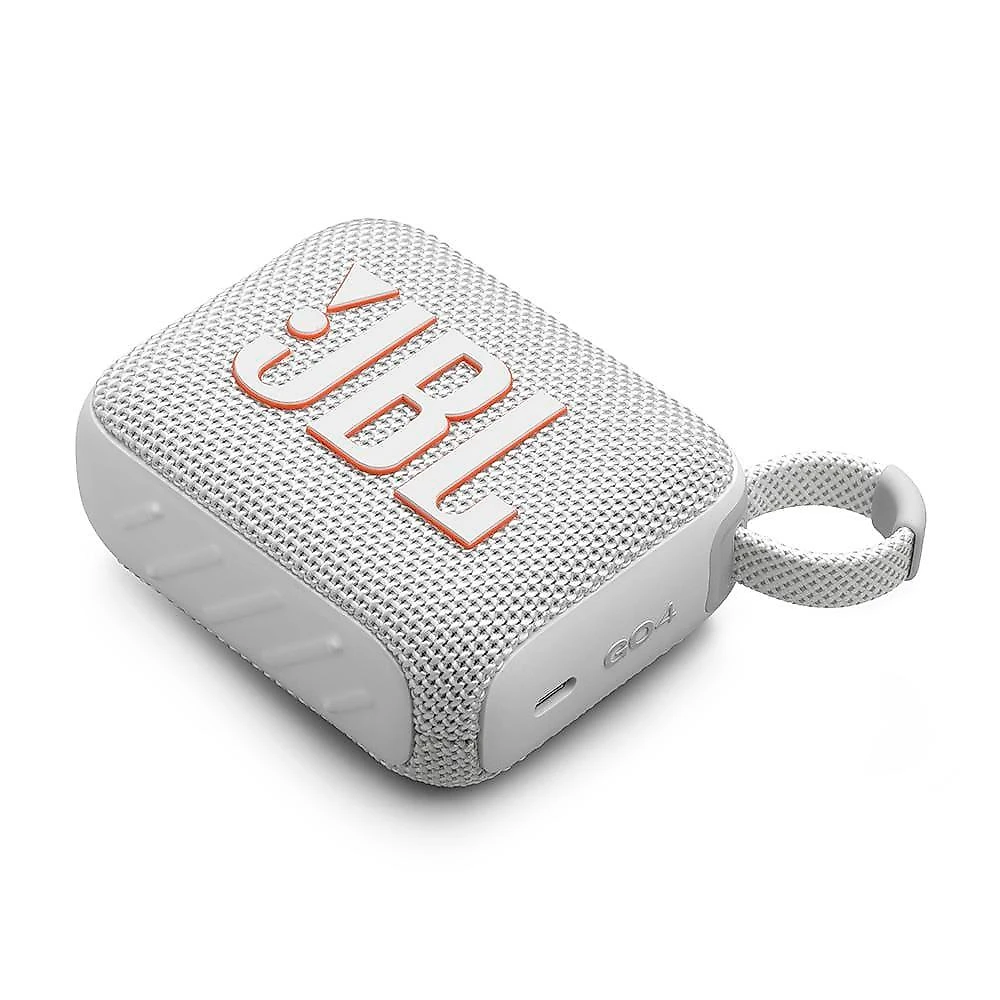 Caixa de som portátil jbl go 4 com 4,2 w rms, bluetooth 5.3 e resistência à Água ip67 - branca