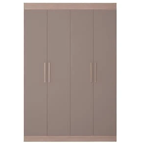 Miniatura Guarda-Roupa Casal Bartira Ville 4 Portas de Bater 2 Gavetas Internas MDP - 134cm de Largura Avelã/Capuccino