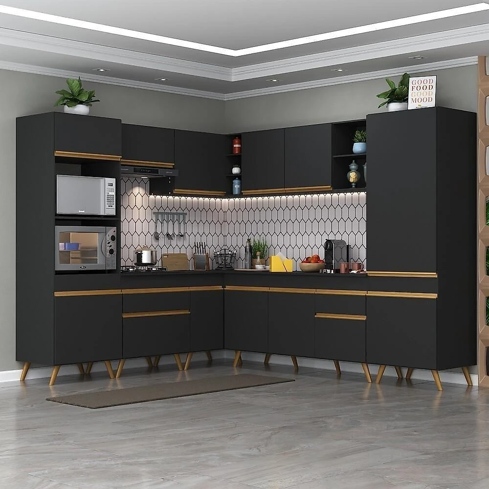 Armário De Cozinha Completa De Canto V246 Dourado