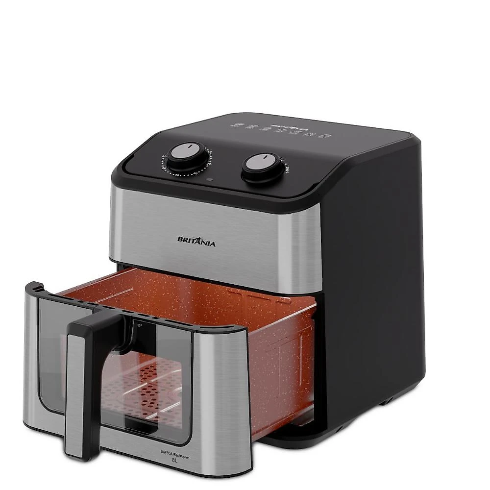 Fritadeira air fryer britânia baf80a 8l redstone visor glass 127v
