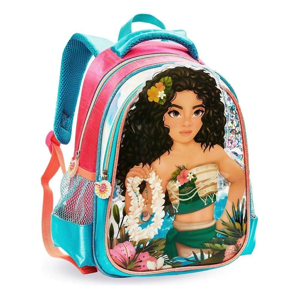 Mochila Infantil Denlex Moana Mar em Poliéster e Policloreto de Vinila Azul Menina