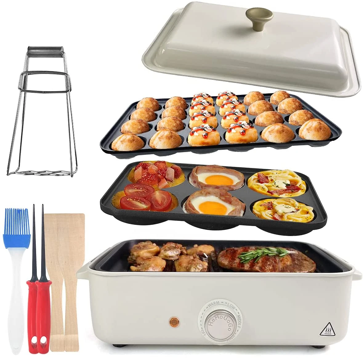 HeHoGoGo Churrasqueira Elétrica Portátil 1500W110V Branca