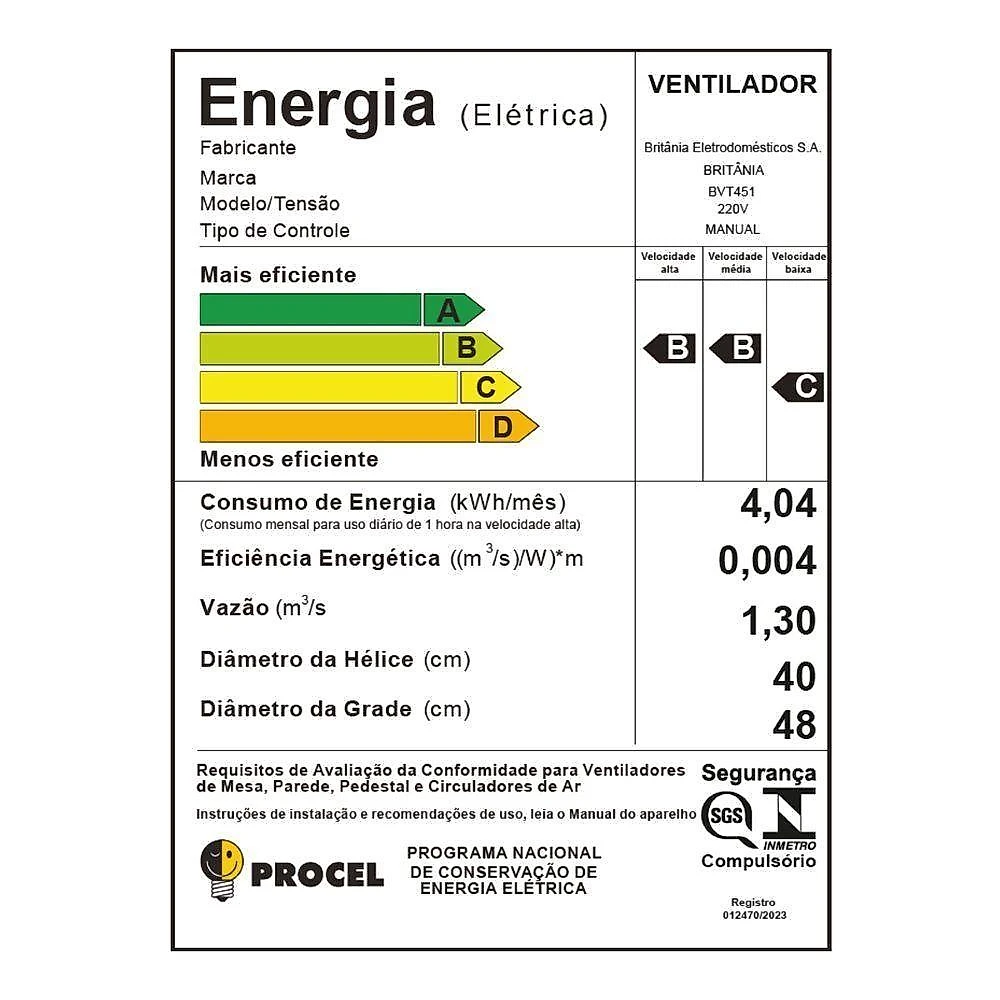 Ventilador de mesa britânia 174w 8 pás 3 velocidades preto maxx force bvt481 220v