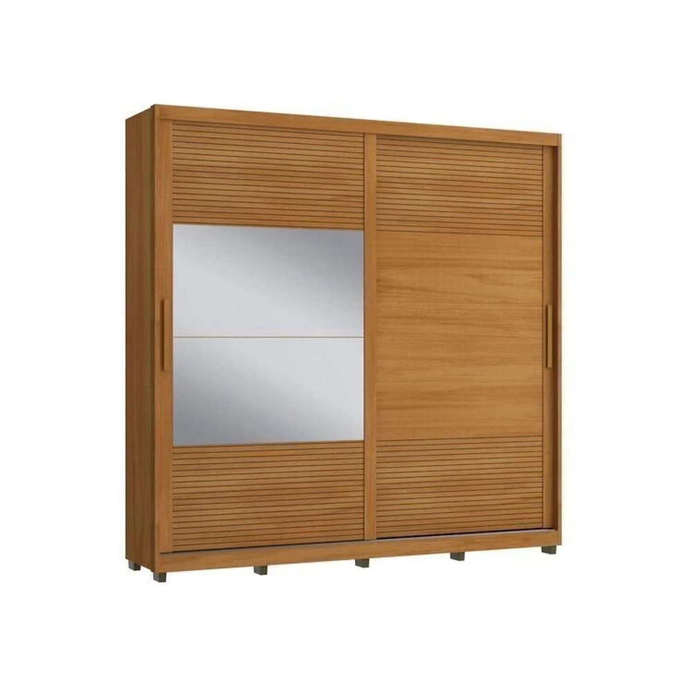 Miniatura Quarto Casal com Guarda-Roupa 2 Portas de Correr, Cômoda e 2 Mesas de Cabeceira Malthus Nature
