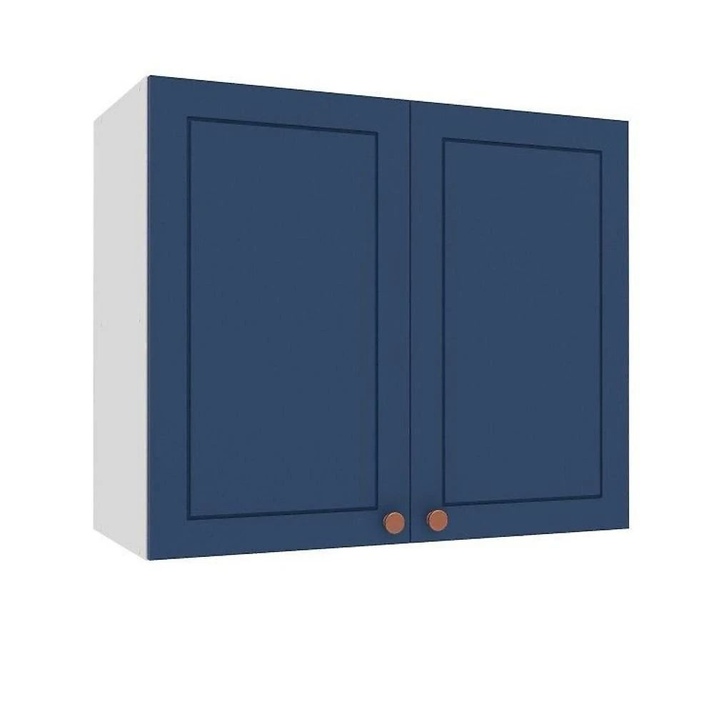 Cozinha 2 Peças Balcão e Aéreo 80 cm Pérola Yescasa Azul