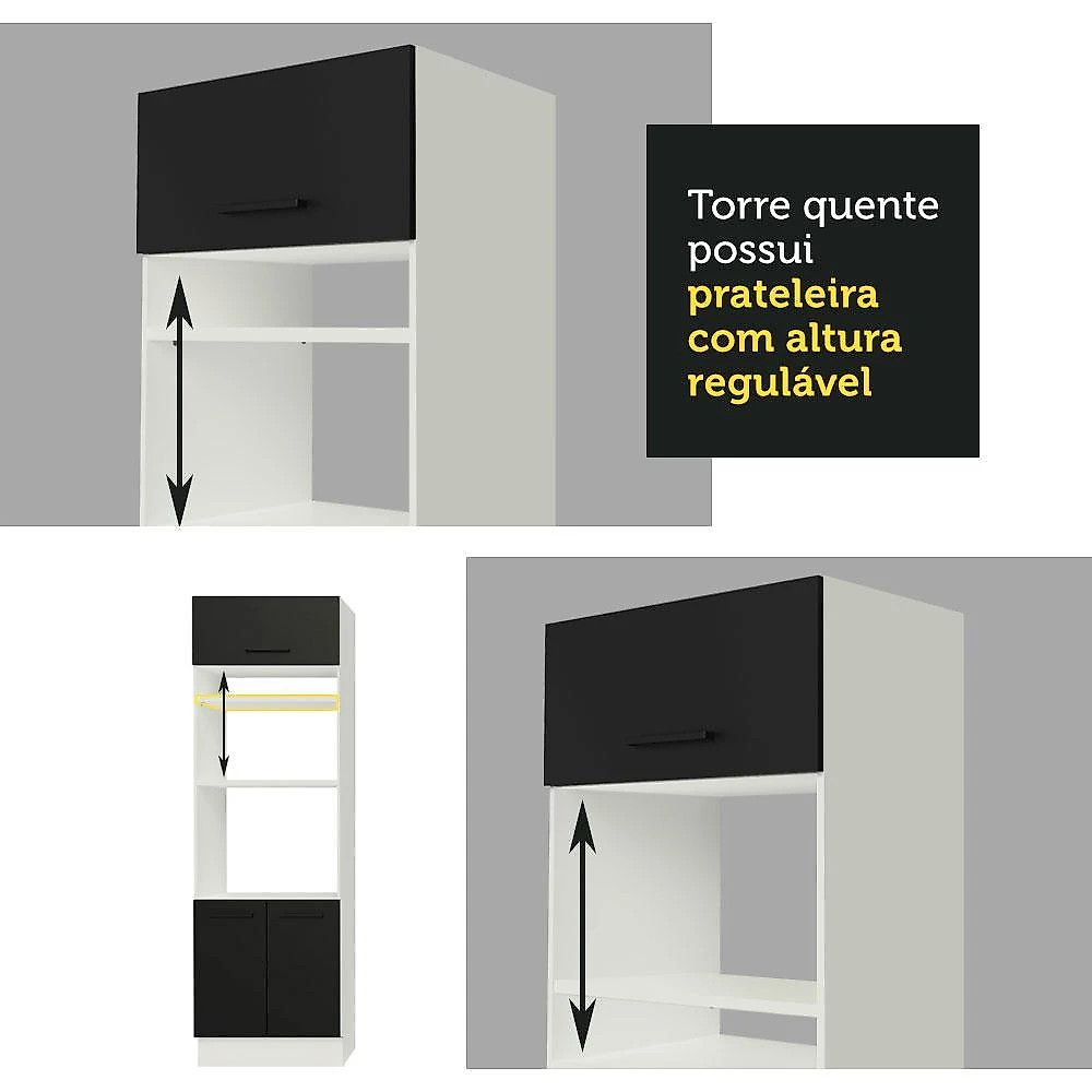 Armário de cozinha completa 310cm branco/preto agata madesa 02