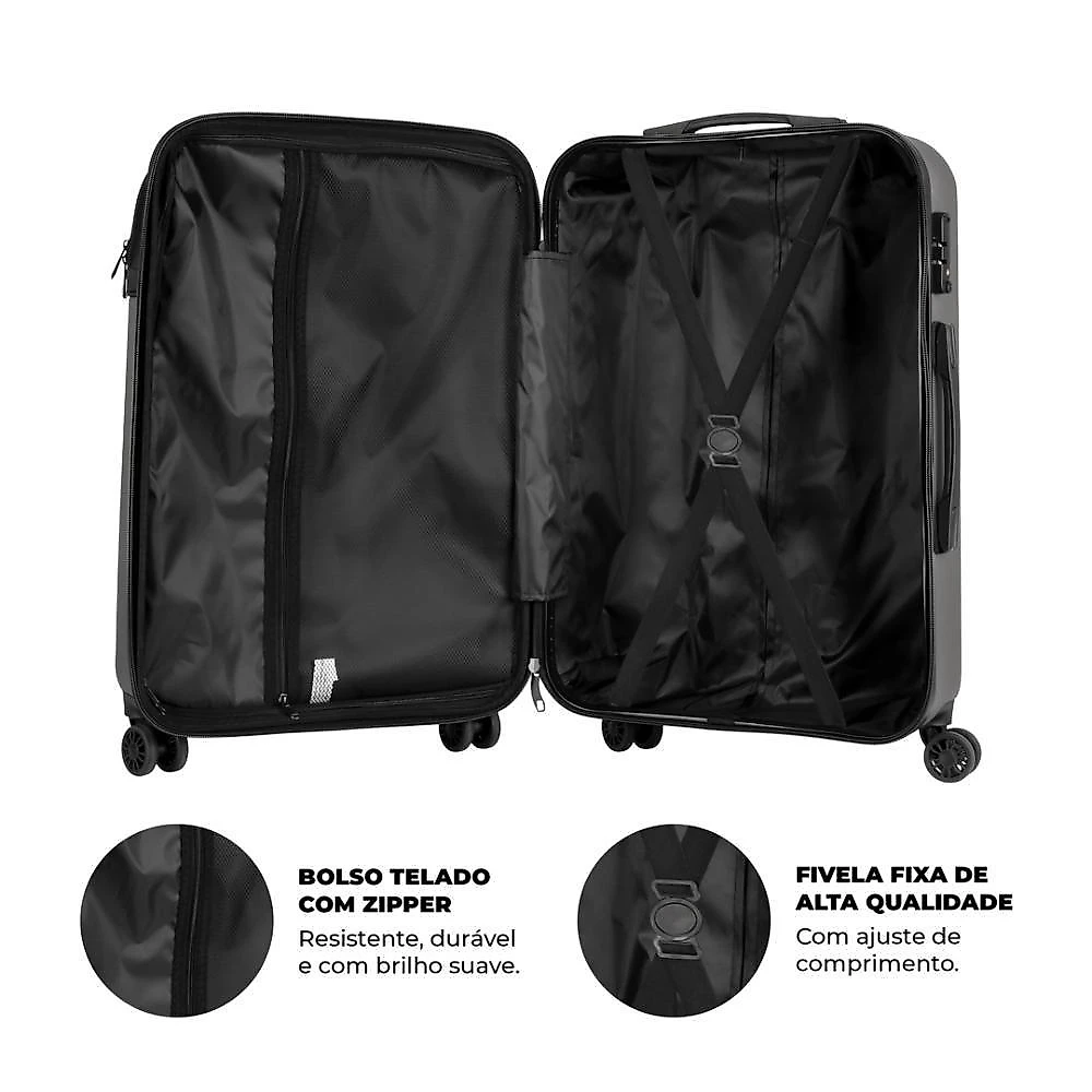 Mala de Viagem para Despachar 84L ABS com Cadeado Zíper Armor 24 Verde Gshield + Balança Digital