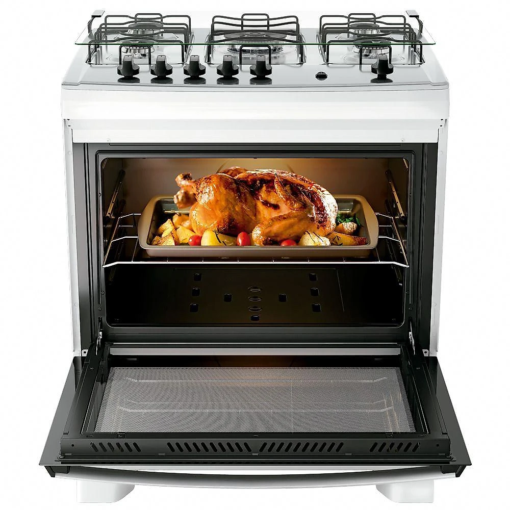 Fogão Dako Supreme 5 Bocas Com Mesa Inox Acendimento Automatico Branco Bivolt