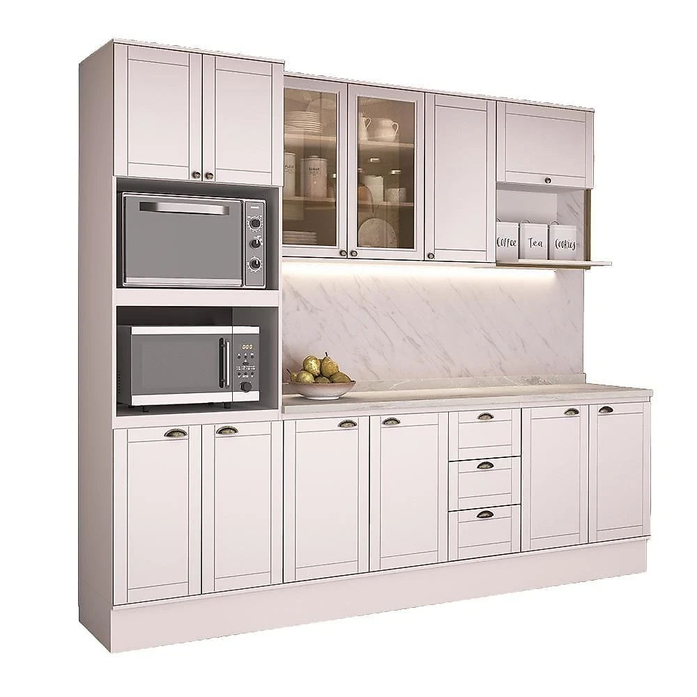 Cozinha Completa Milla Select 12 Portas 3 Gavetas MDF 270CM Branco