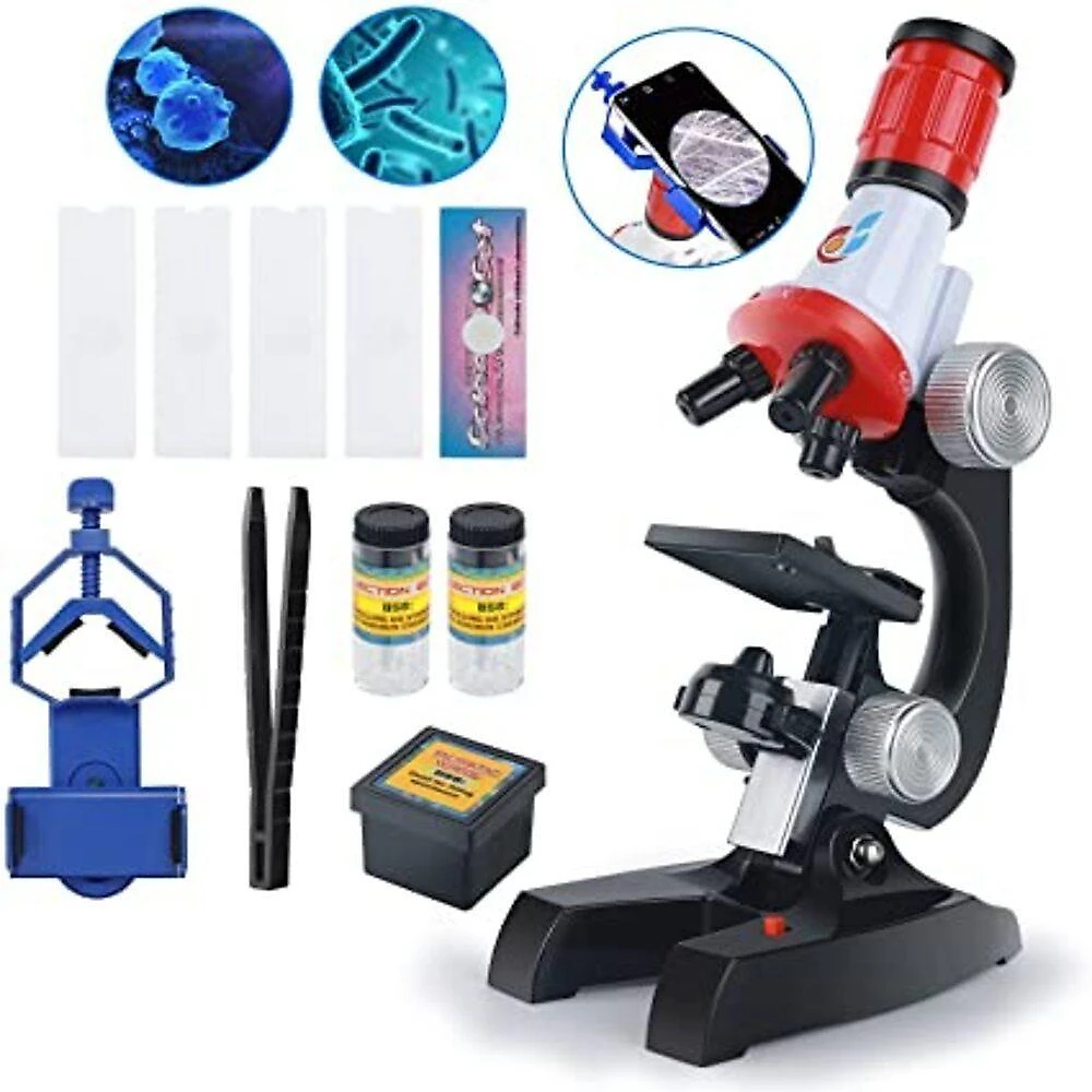Kit Microscopio Aumento 100x 400x 1200x Led Laboratorio Infantil Completo