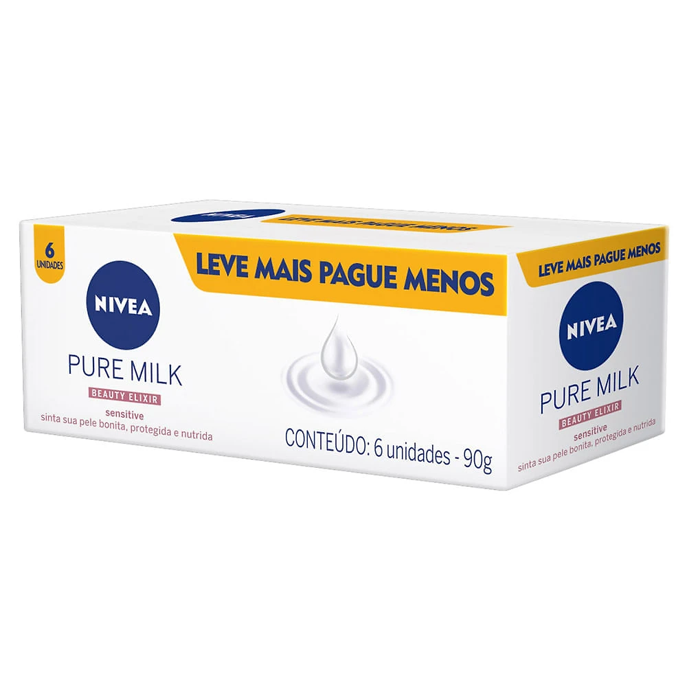 Sabonete Nivea Pure Milk Leve Mais Por Menos com 6 unidades de 90g cada