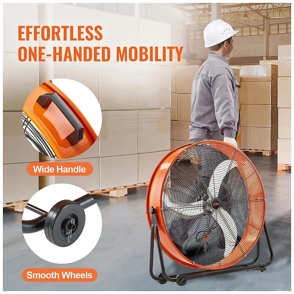 Ventilador Industrial VEVOR 76 cm Laranja, Alta Velocidade, 3 Velocidades, 220W, Modelo HIFANXDRUM30, 110V