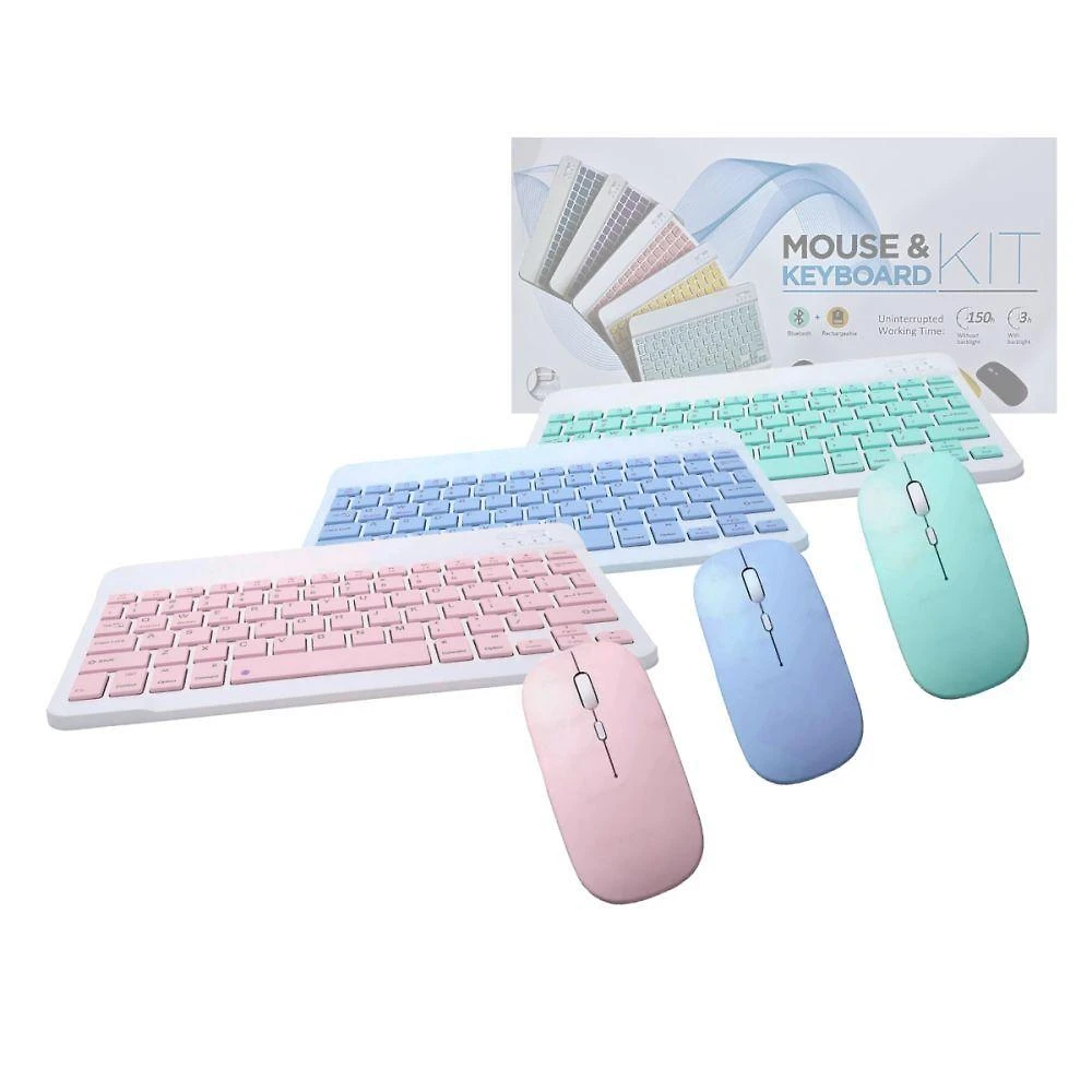 Teclado E Mouse Color Sem Fio Ultra Fino Portátil Bluetooth