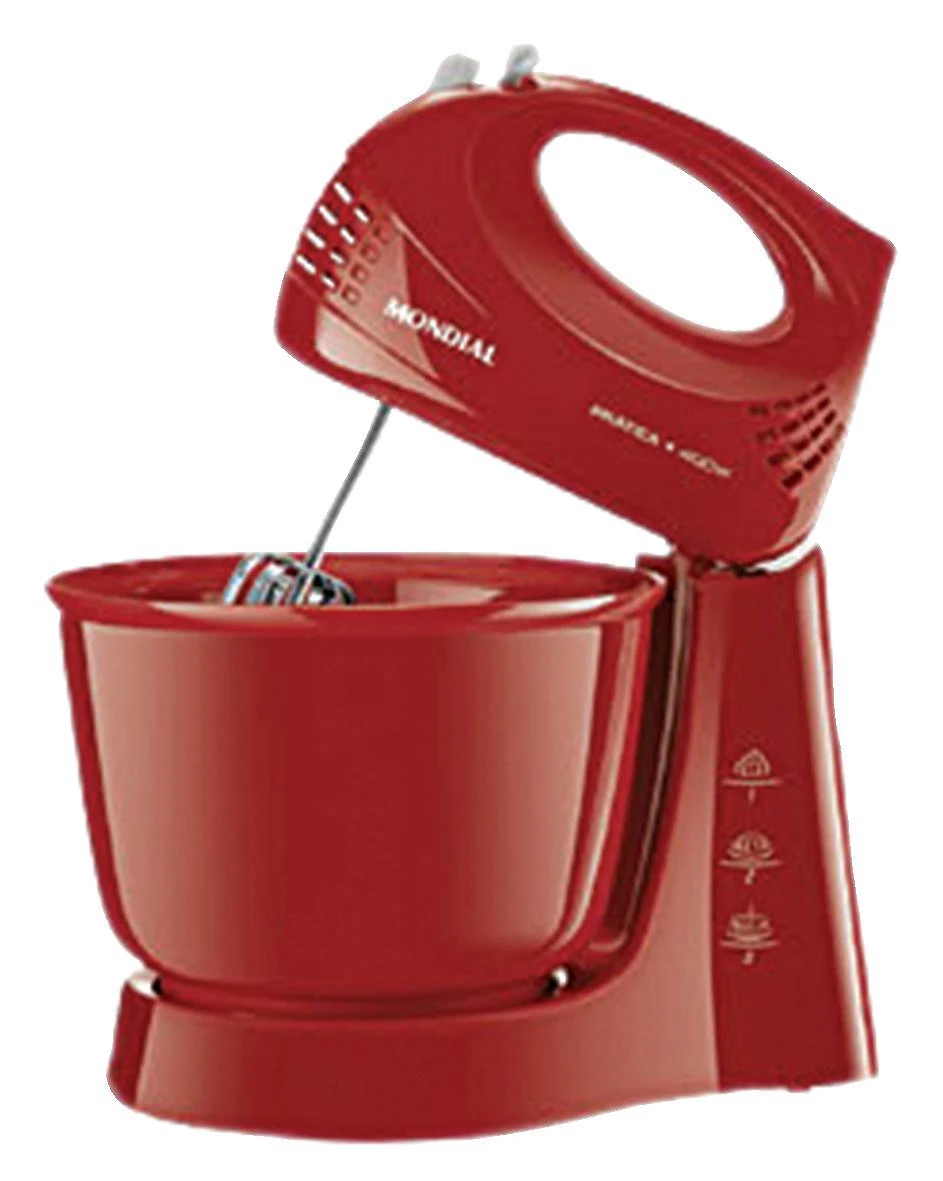 Batedeira de Mesa Mondial Pratica B44R 400W 3 Velocidades Vermelha 220V