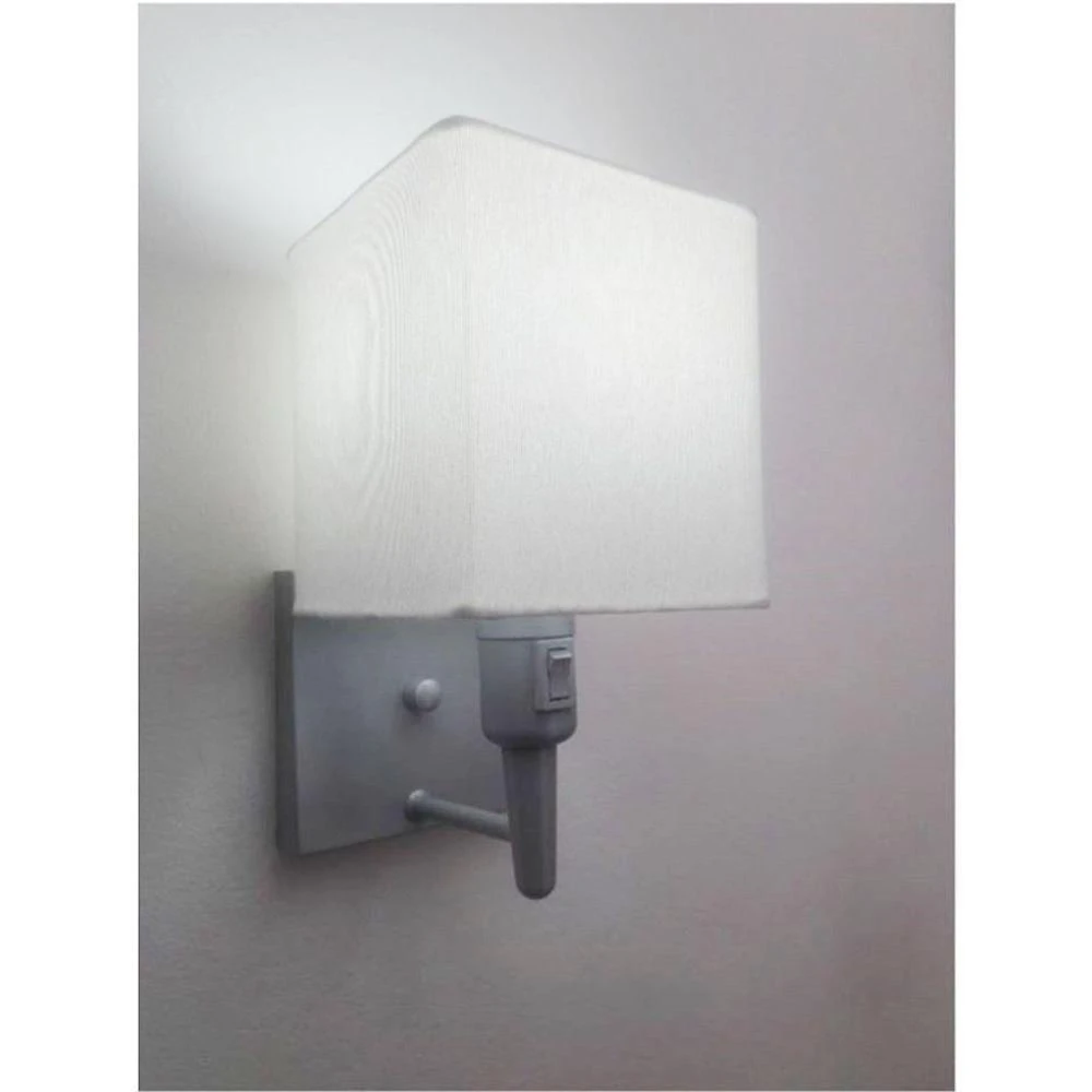 Arandela Quadrada Vivare Md-2019 Base Cinza Com Interruptor E Cúpula Em Tecido - Bivolt Cinza-branco 127-220v