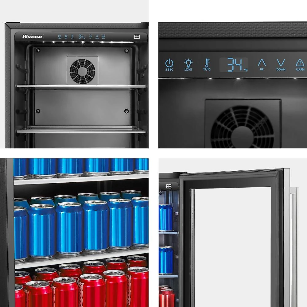 Frigobar hisense beverage cooler hbl-14w1anqri 152l 140 latas porta de vidro inox 110v