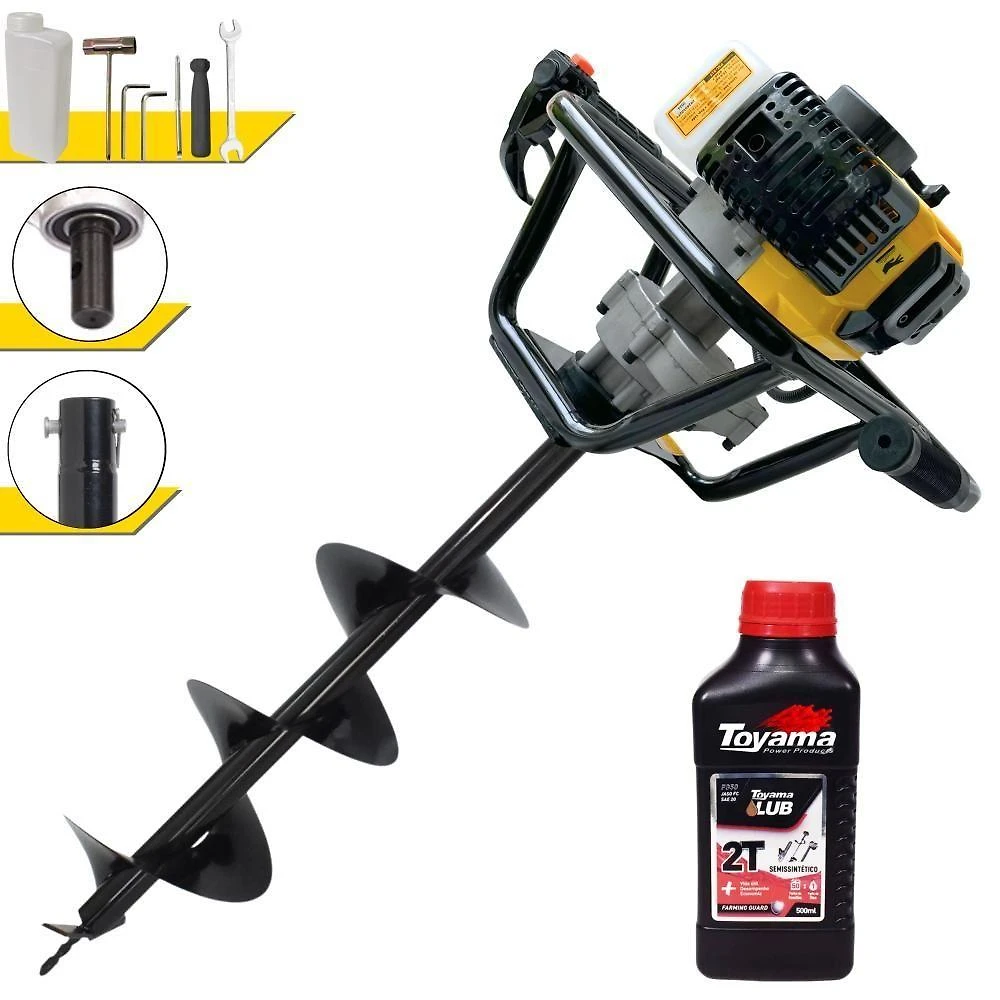 Perfurador de Solo a Gasolina PSL517 51,7CC 1,8HP com Broca 80X20CM e Óleo 2T Lynus
