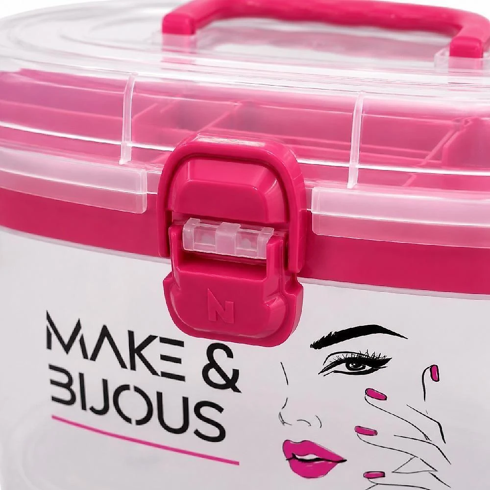 Frasqueira Oval com Bandeja Organizadora Maquiagem Cosmeticos Acessorios Costura Manicure Plastico