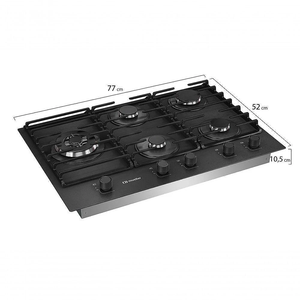 Cooktop Mueller 5 Bocas Antiaderente com Grades de Ferro Fundido MCG5BN Bivolt