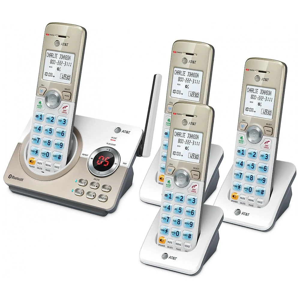 Telefone Sem Fio Expansível AT&T DL72419 Branco 4 Handsets Tela 1,8” Iluminada Bloqueio Inteligente Chamadas Bluetooth