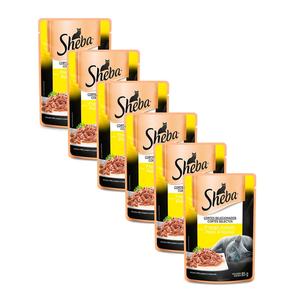 Ração Úmida para Gatos Sheba Adulto Sabor Frango Assado em Sachê 85g | Kit com seis unidades