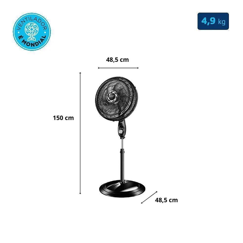 Ventilador de coluna mondial nvt-40c-8p-b turbo 40cm 8 pás preto 220v 3799-02