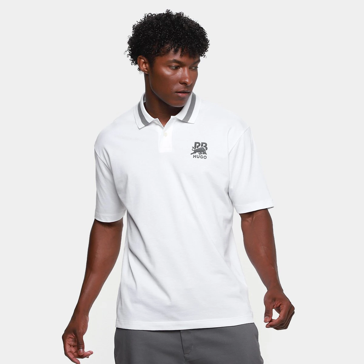 Miniatura Camisa Polo Hugo Boss X Red Bull Casual Masculina Branco - G