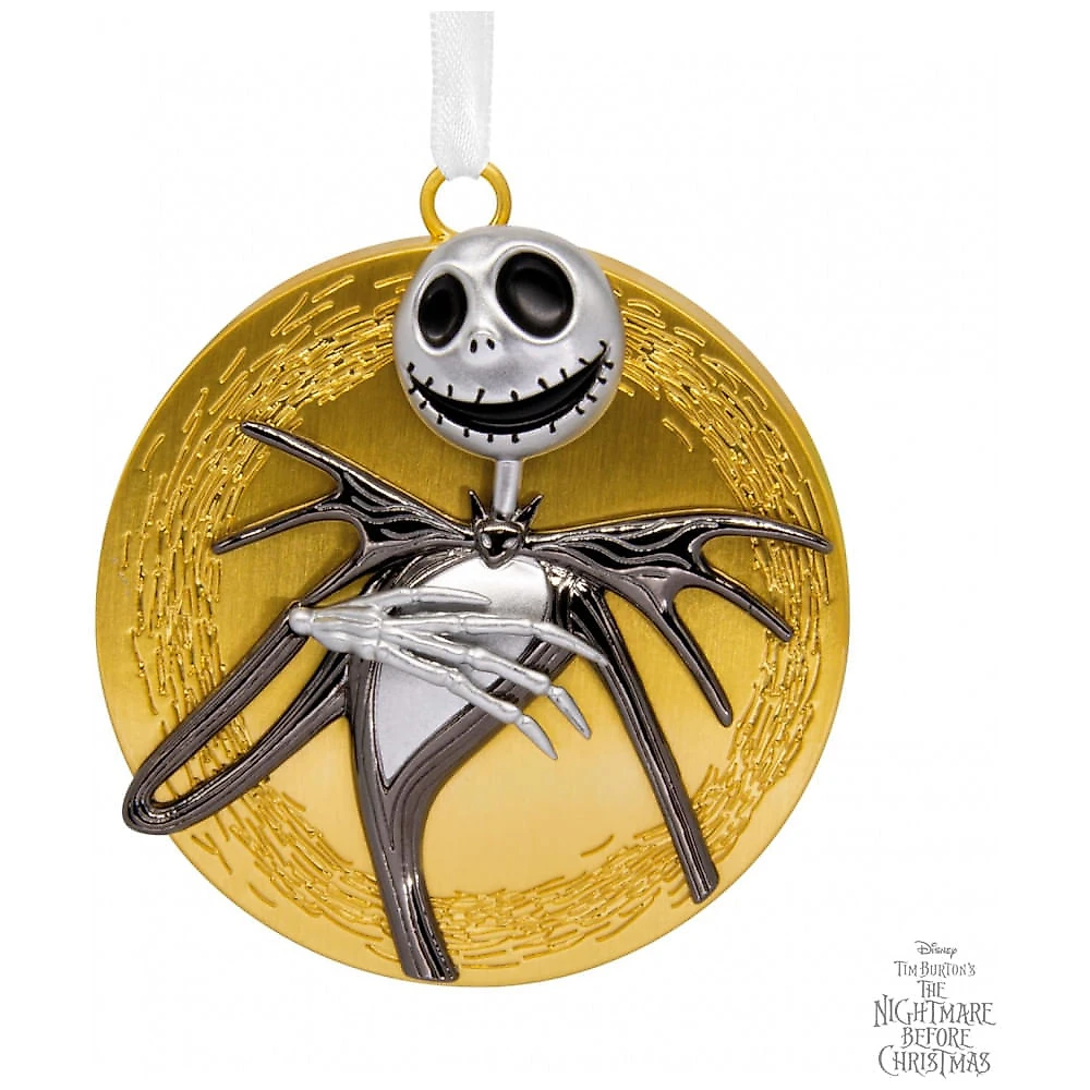 Enfeite de Natal Hallmark Disney Tim Burton's The Nightmare Before Christmas Jack Skellington na Lua, em Metal Dourado, 6,4 x 6,4 x 1,3cm