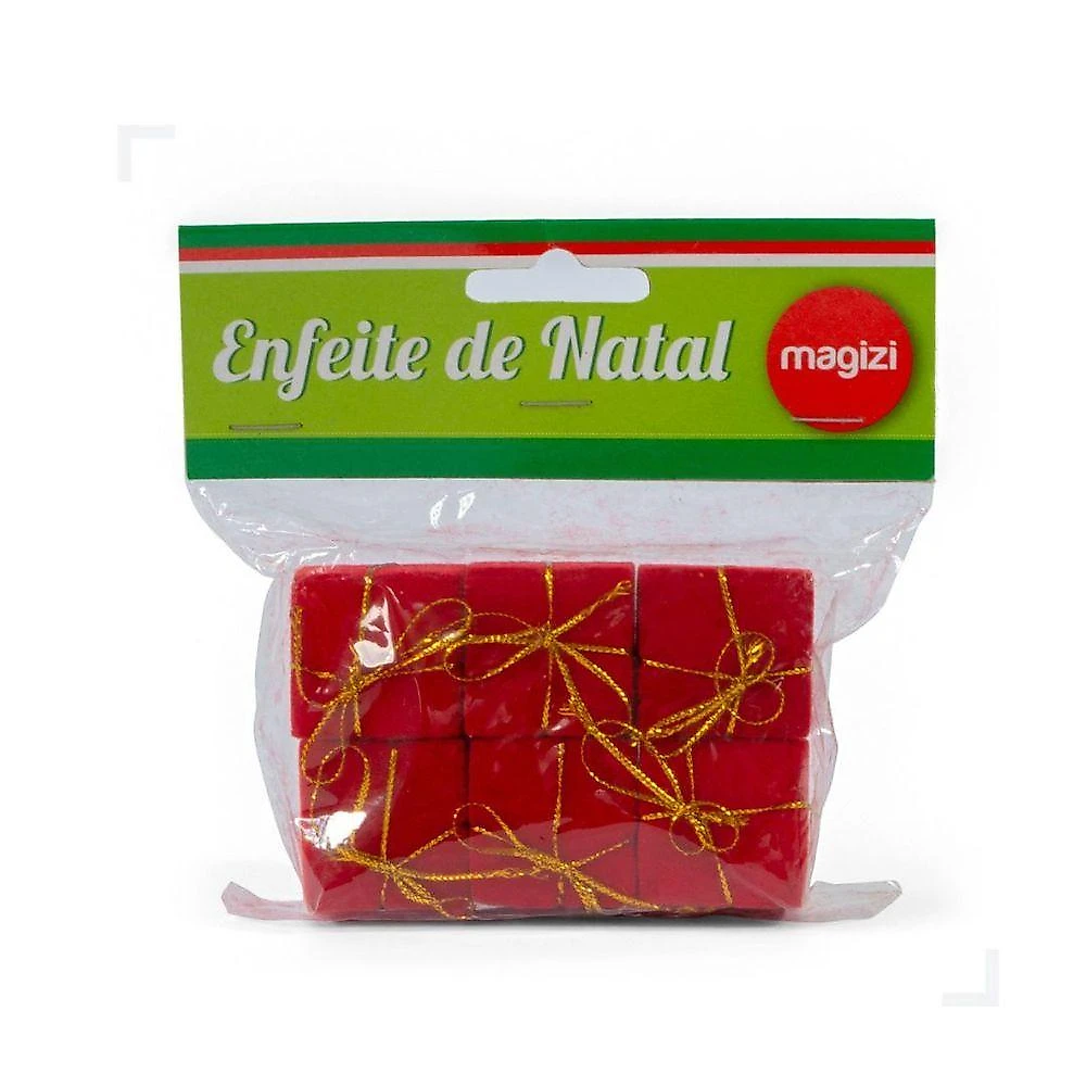 Enfeite de Natal Kit 6 Mini Presentes 3x3cm Vermelho para Árvore e Arranjos Yangzi