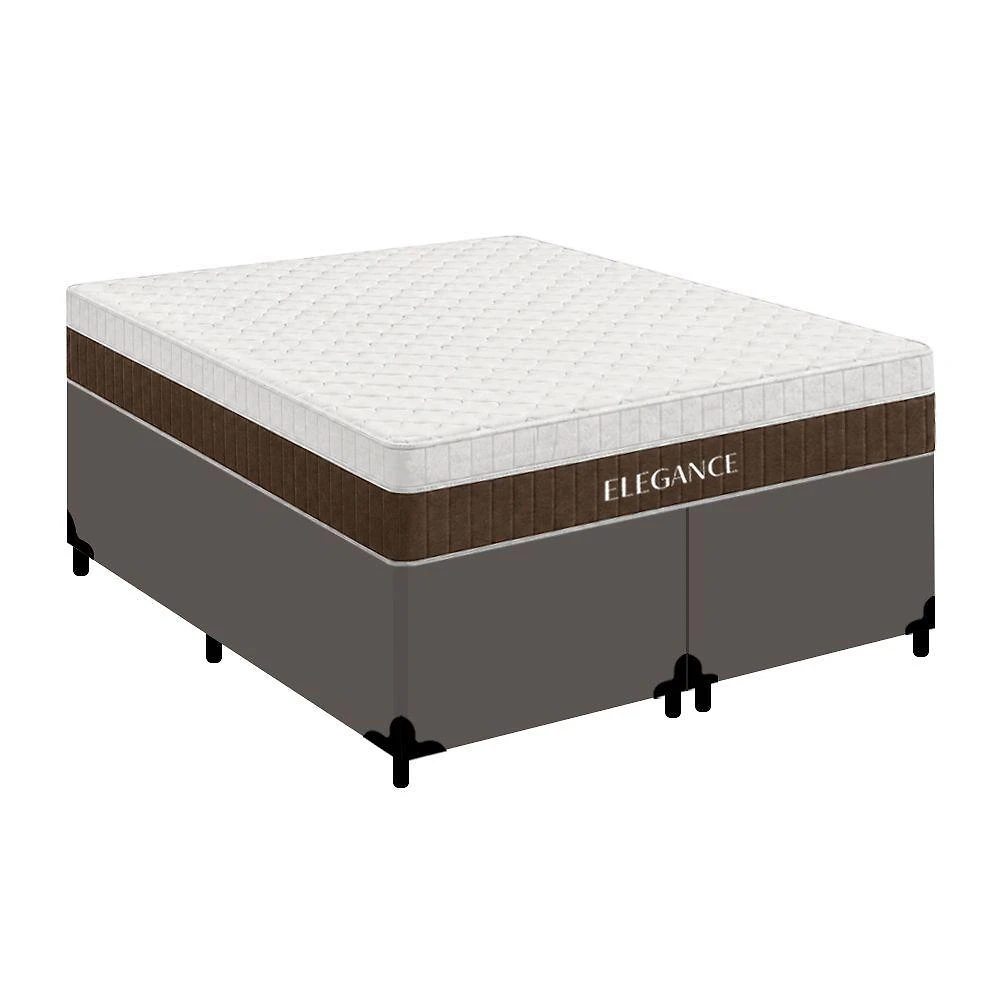 Cama Box com Colchão Queen Elegance Pillow Top Molas Ensacadas Tecido Branco Royal