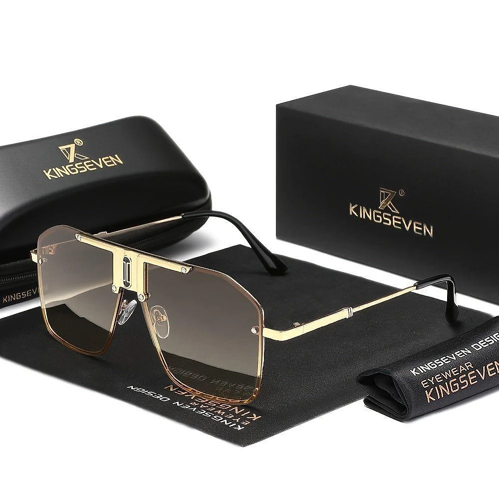 Óculos Premium Em Liga Estiloso , Armação Dourada Com Lentes Uv 400 Dourado