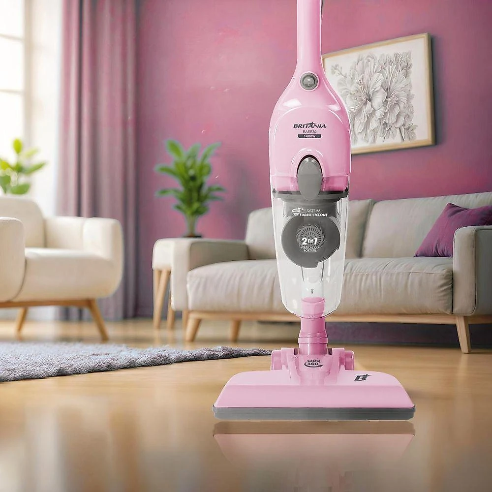 Aspirador de Pó Rosa Vertical Britânia 2 em 1 1400W BASE30 110V