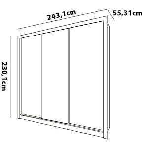 Guarda-Roupa Casal Bartira Village com 3 Portas, 4 Gavetas, Espelho e 243,1 cm de Largura Areia/Peroba