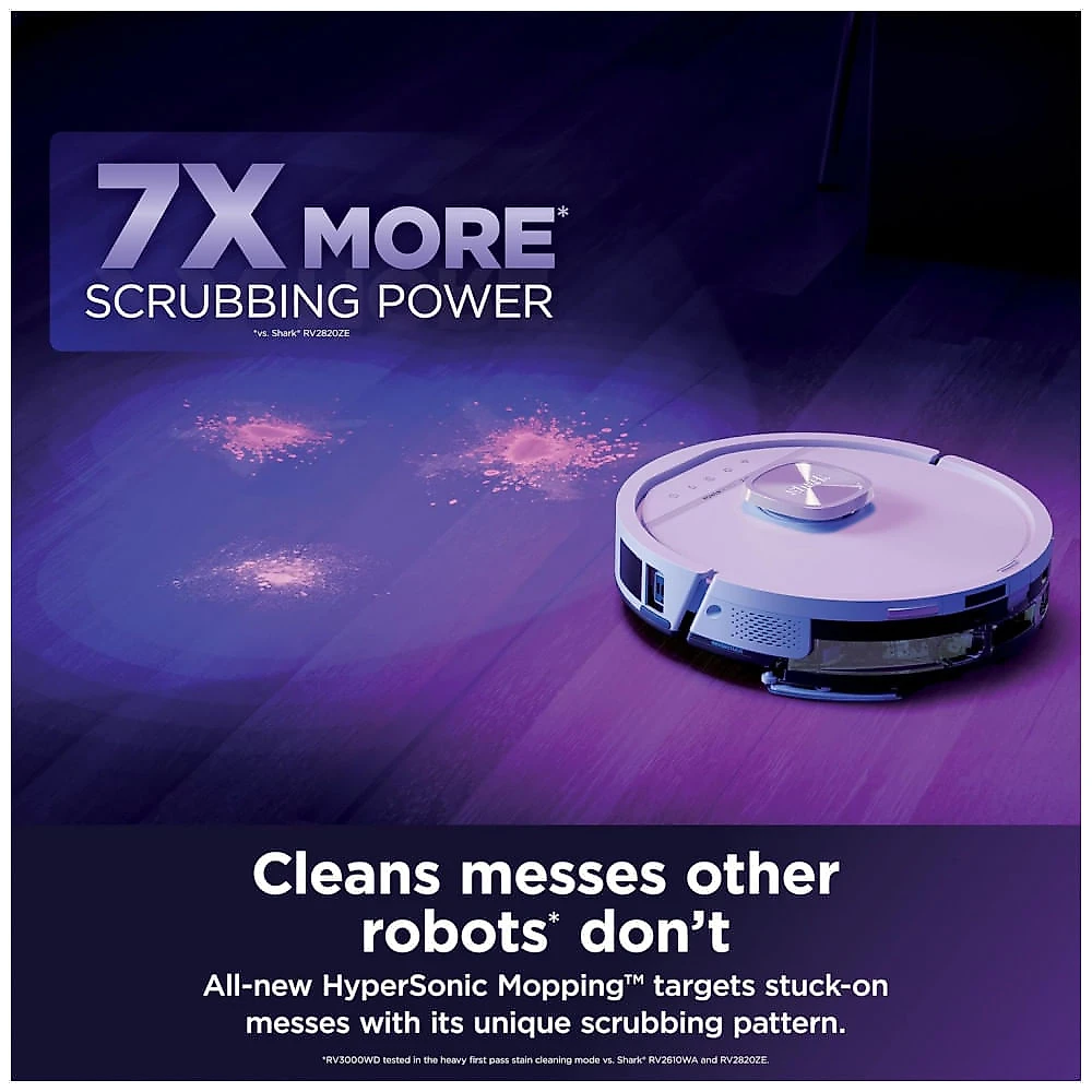 Robô Aspirador e Passa Pano Shark PowerDetect UV Reveal 2 em 1 Branco com IA NeuroNav e Detecção UV 120V