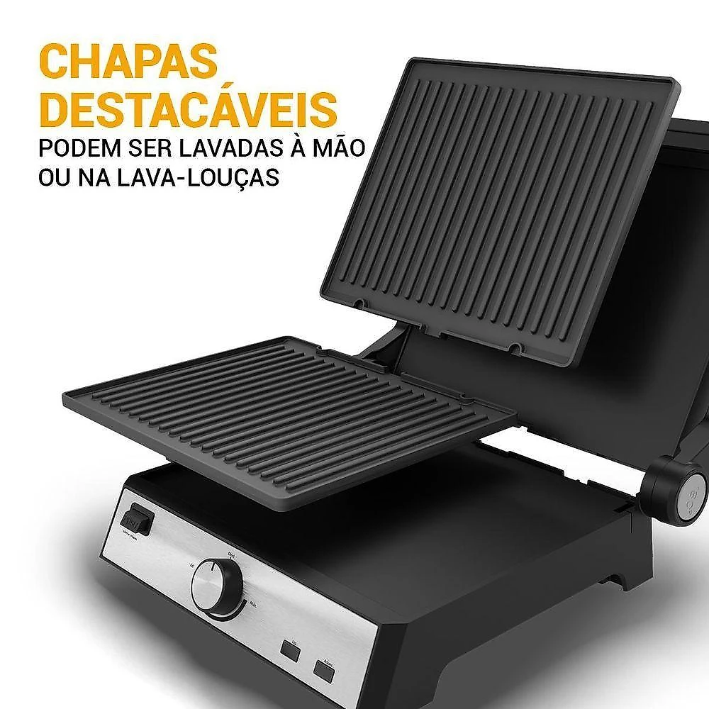 Grill Philco 2 Em 1 Chapas Removíveis E Abertura 180° PGR50A 220V