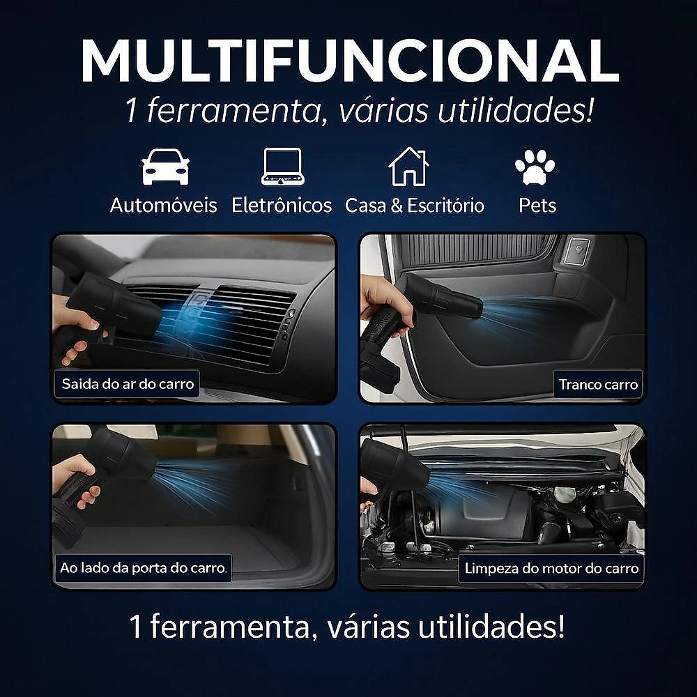 Soprador de Ar Turbo Portátil Soprador Ar Turbo para Limpeza 320W 33.000 RPM Bivolt Utimix