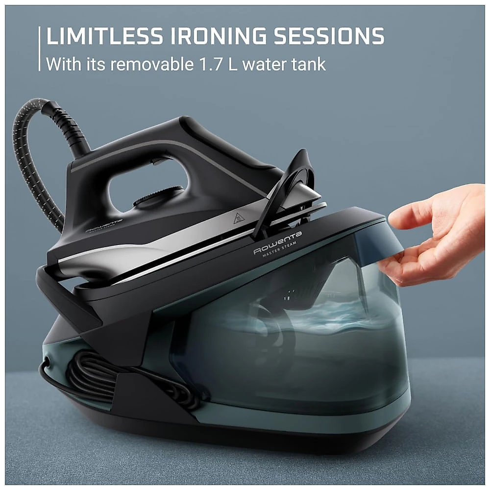 Estação de Vapor e Ferro a Vapor Rowenta Master Steam, Ferro Profissional com Base de Aço Inoxidável, 1,7 L, 400 Furos de Microvapor, Bomba Integrada, Estação de Vapor e Ferro a Vapor Rowenta Master Steam, Ferro Profissional com Base de Aço Inoxidável, 1,7 L, 400 Furos de Microvapor