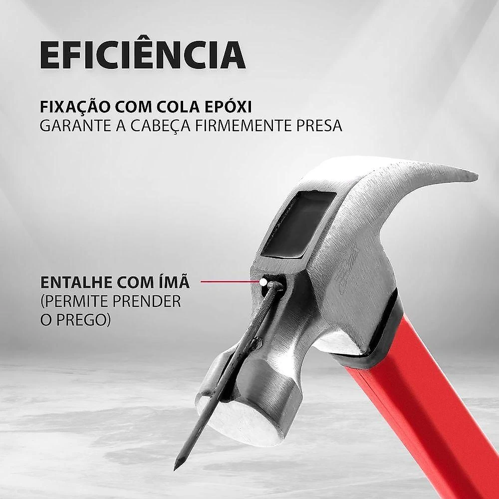 Martelo de Unha Magnético 450g Cabeçaço Carbono 27mm Cabo Fibra de Vidro Texturizado Mtx