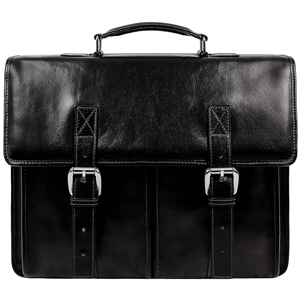 Bolsa Maleta Time Resistance de Couro Masculina para Laptop , Preta