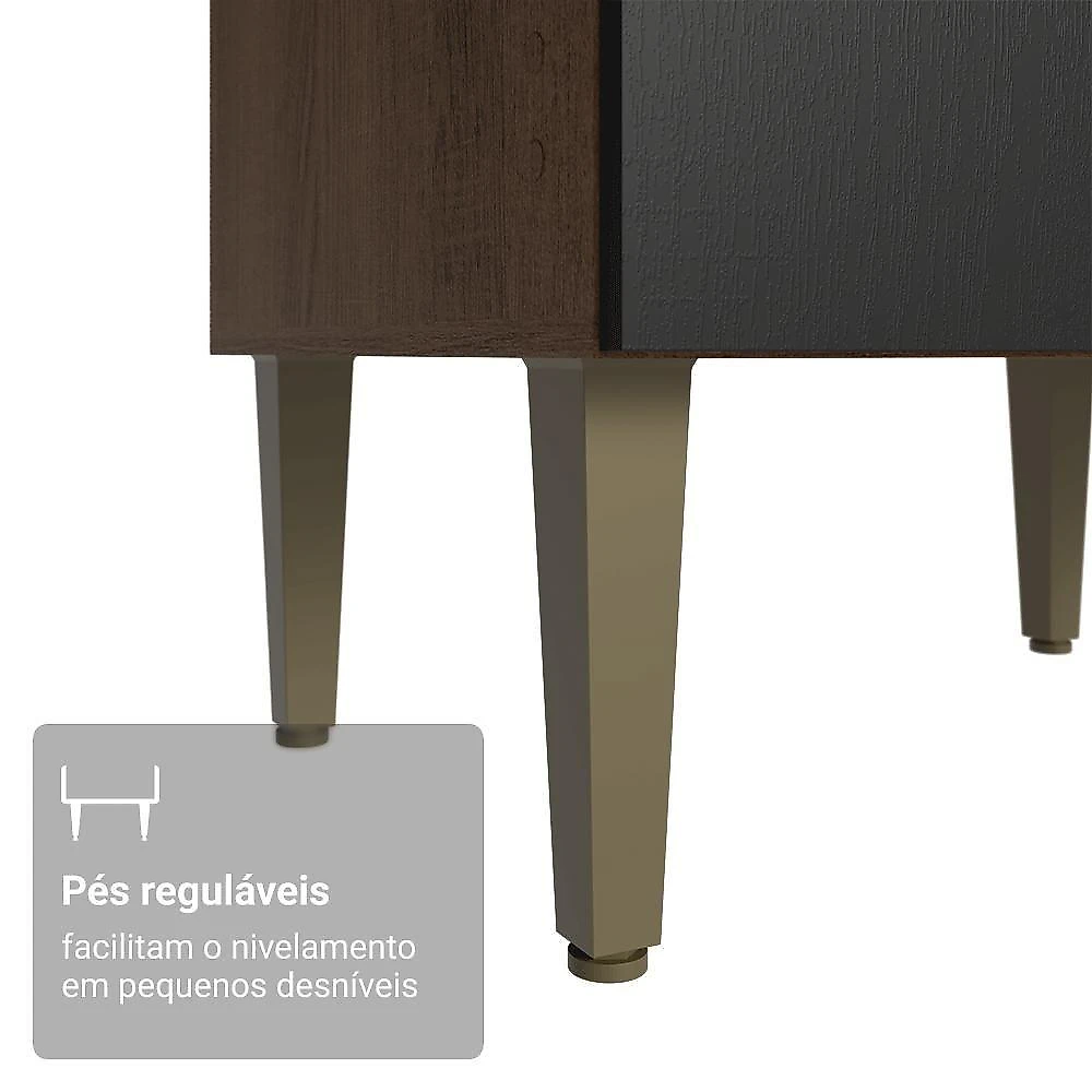Cozinha Compacta Lille 12 Portas 1 Gaveta MDP 305CM Rustic-Preto Madesa