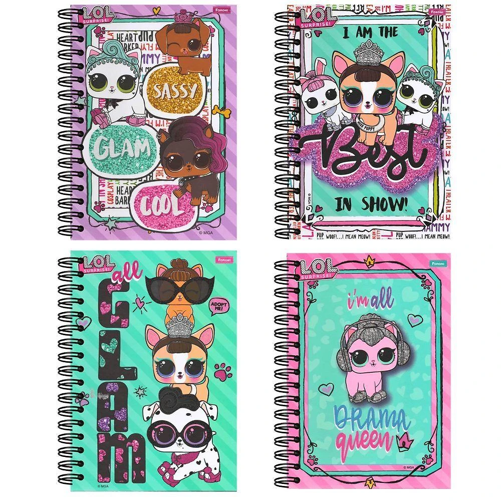 Caderno Espiral Capa Dura Foroni Lol Pets 1 Matéria 96 Folhas Pautadas Formato 200X275MM