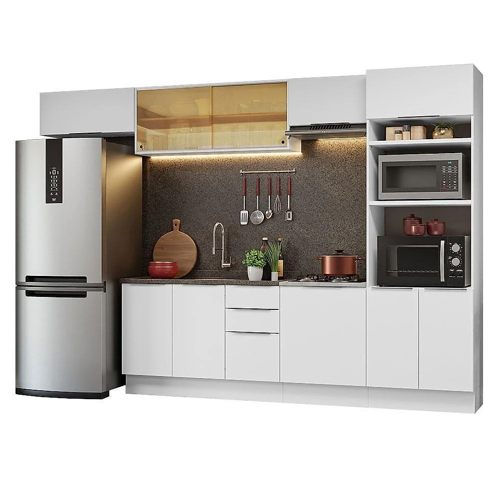 Armário De Cozinha Completa 330cm Branco Stella Madesa 04 Branco