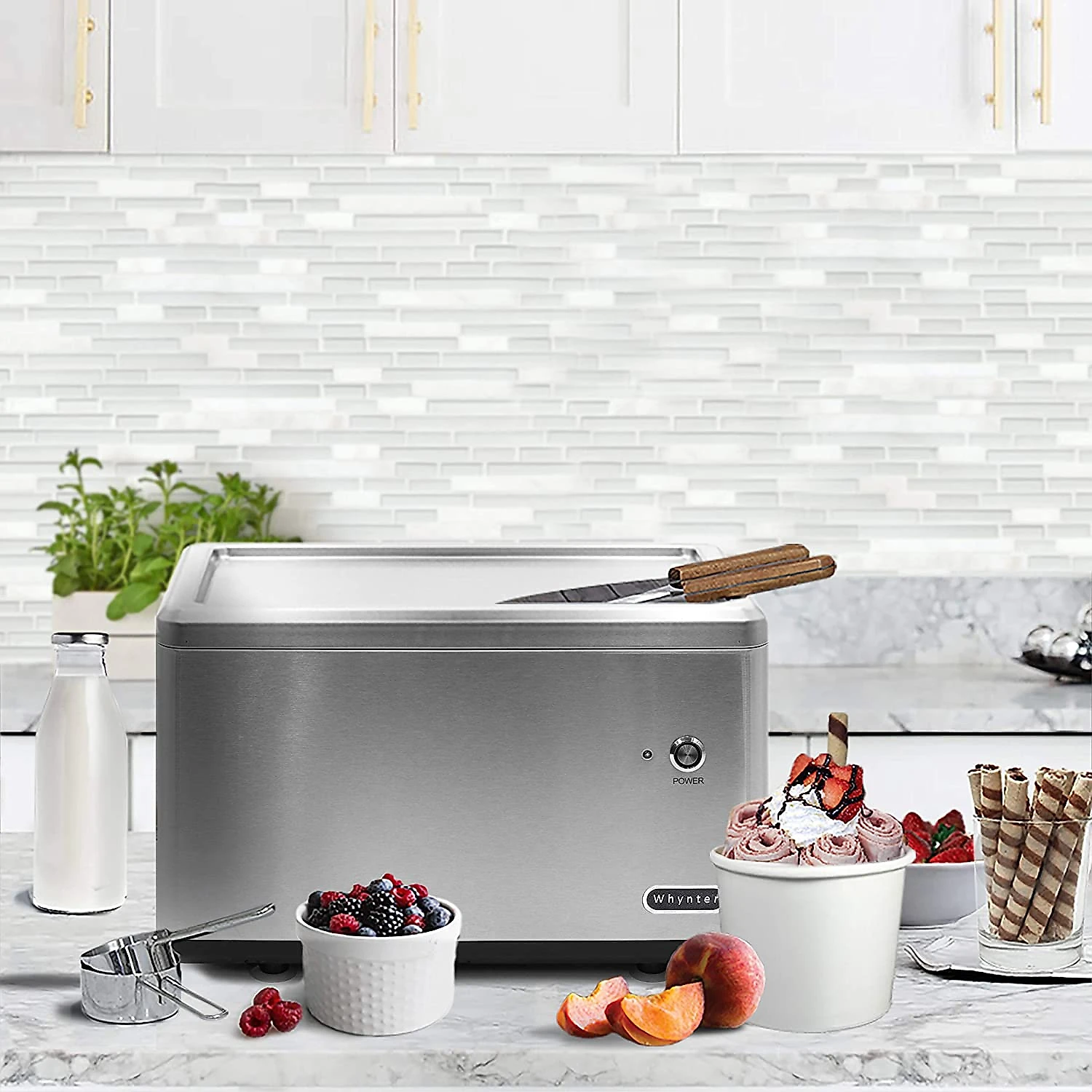 Whynter Sorveteira Elétrica ICR300SS Aço Inoxidável 05 Litros Prata 110V