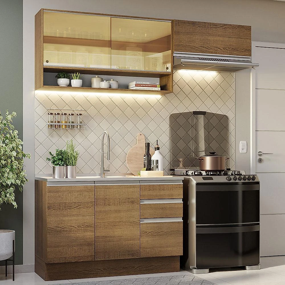 Armário de cozinha compacta 200cm rustic glamy madesa 08
