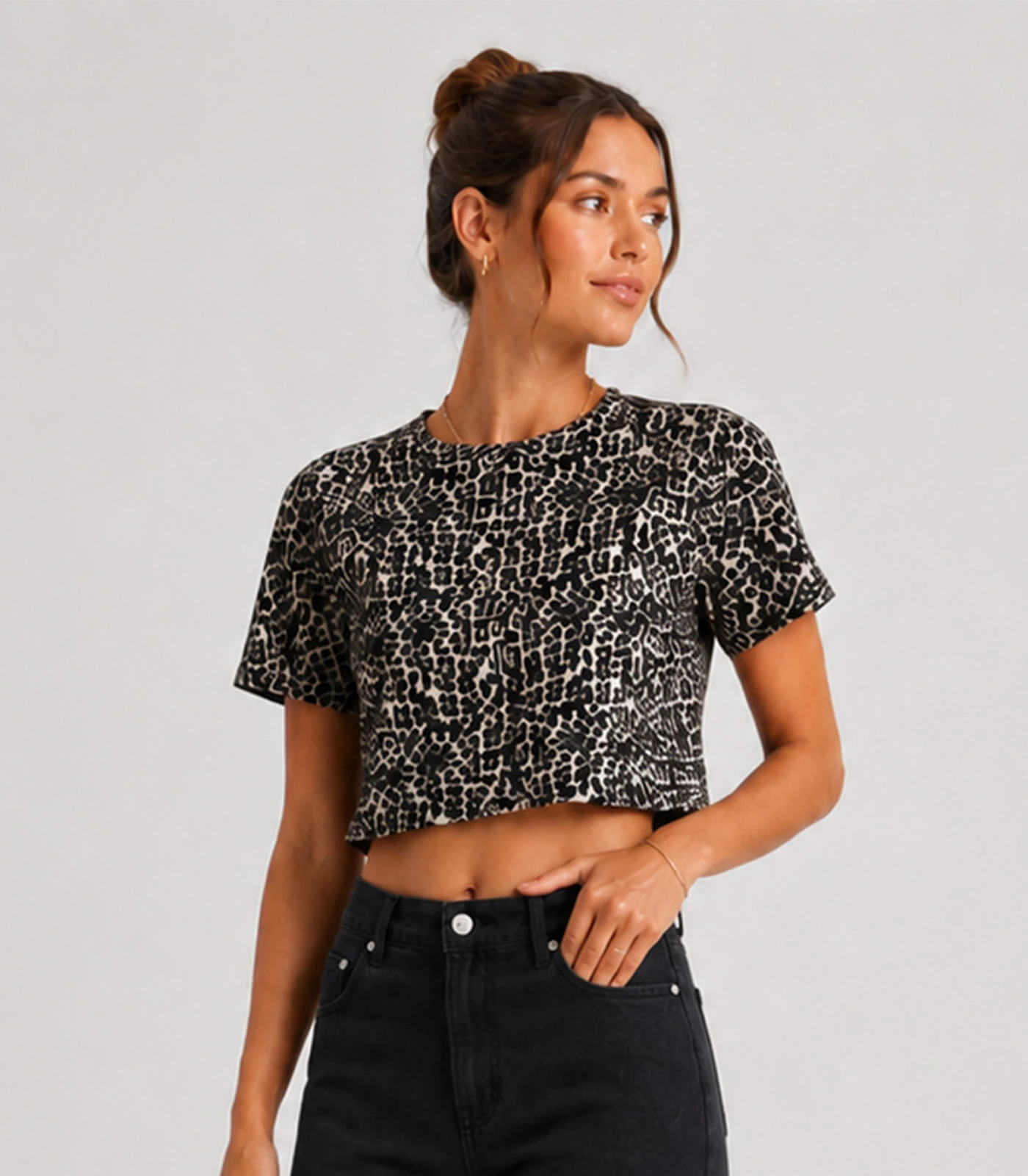Blusa Estampada Feminina Em Viscose Infinita Cor Bege
