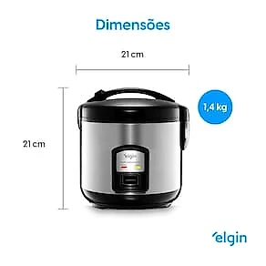 Panela Elétrica de Arroz Elgin PAR30 10 Xícaras Preta/Prata - 1,8 Litros 110V