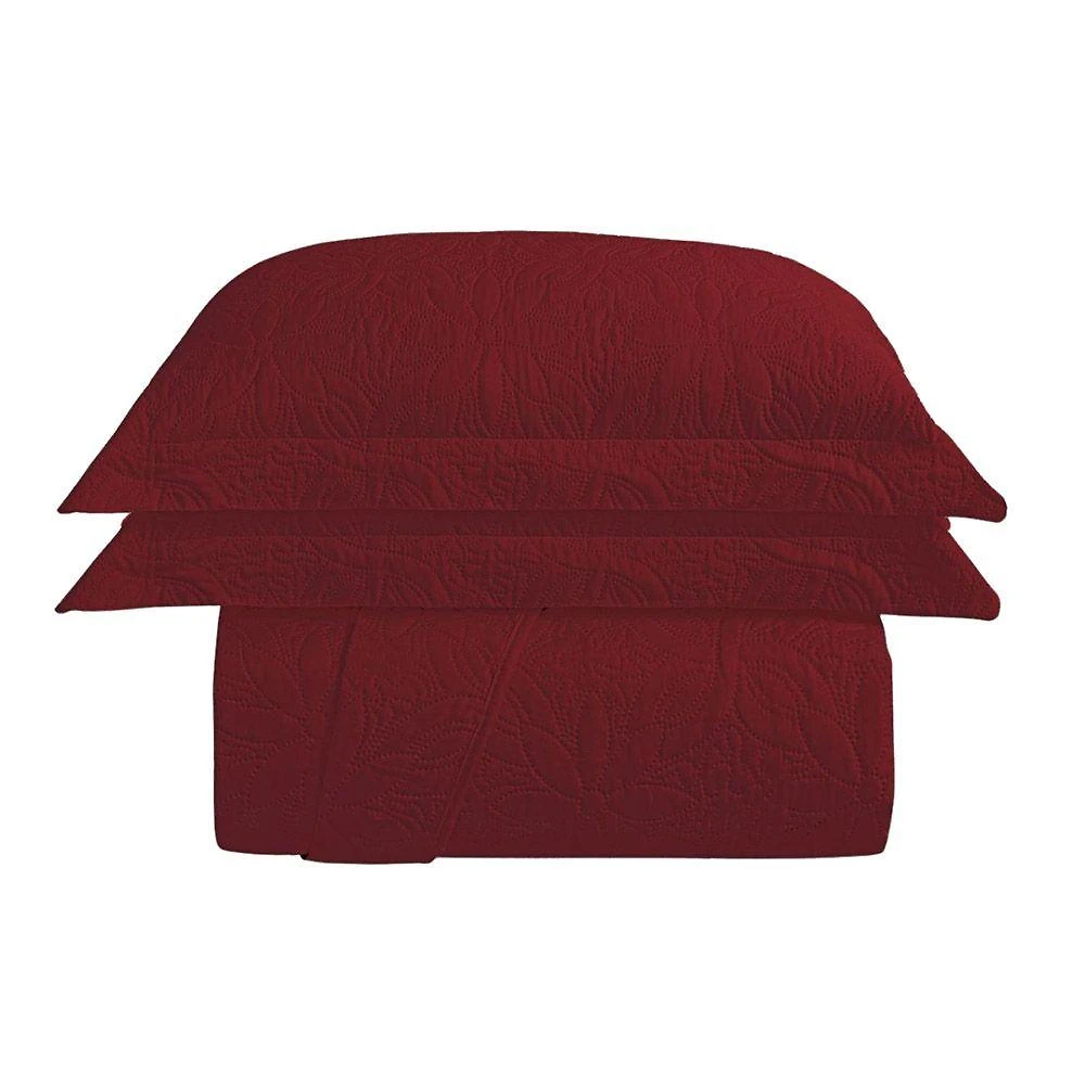 Kit Cobre Leito Realce Casal 100% Poliéster Macio Dupla Face Liso Vermelho Casa Scarpa