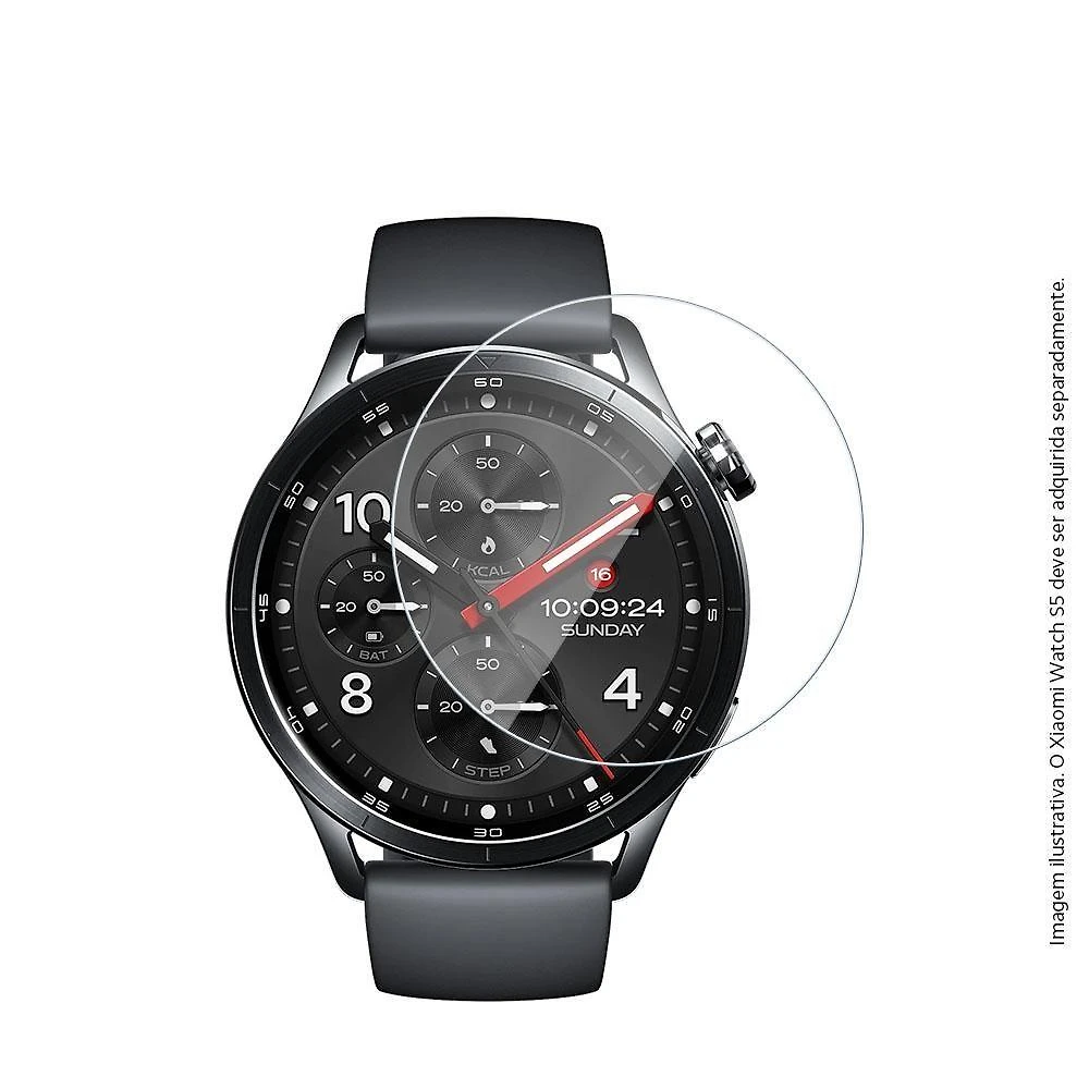 Película de Vidro Xiaomi Watch S5 Cobertura Total Temperado Transparente com Kit Aplicação 1 Unidade
