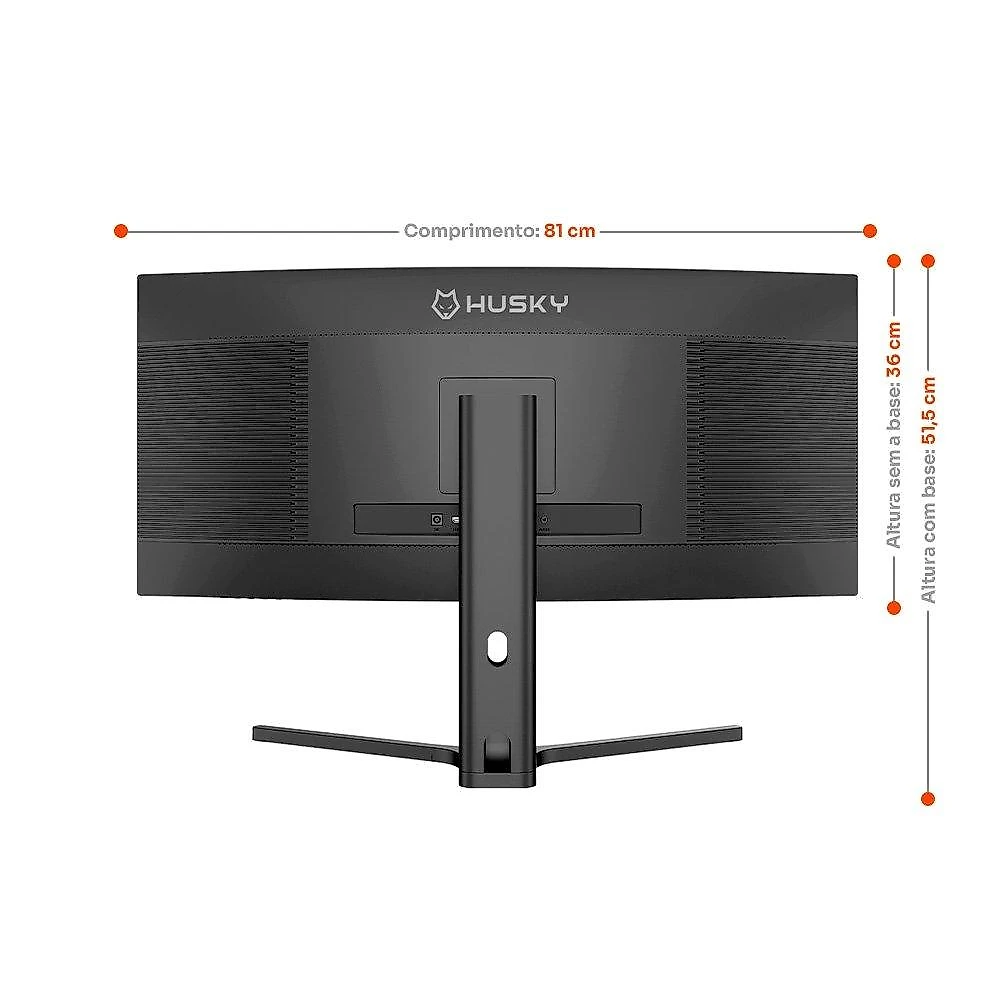 Monitor Gamer Curvo Husky Boreal 34", WQHD, Ultrawide, 200Hz, 1ms, Adaptive Sync, DisplayPort e HDMI, HDR - HMG00234PT
